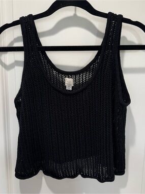 a new day Black Crochet Knit Tank Top